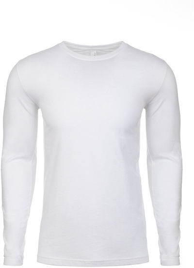 Am image of a Custom Next Level Men's Cotton Long Sleeve Crew in White!