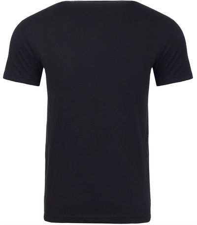 Am image of a Custom Next Level Men's Sueded V Neck T Shirt in Black!