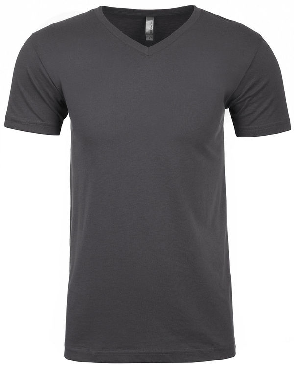 Am image of a Custom Next Level Men's Sueded V Neck T Shirt in Heavy Metal!