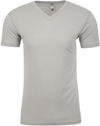 Am image of a Custom Next Level Men's Sueded V Neck T Shirt in Light Gray!