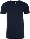An image of a Custom Next Level Men's Sueded V Neck T Shirt in Midnight Navy!