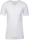 Am image of a Custom Next Level Men's Sueded V Neck T Shirt in White!