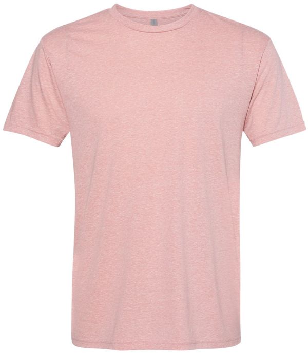 Am image of a Custom Next Level Unisex Triblend T Shirt in Desert Pink!