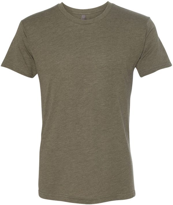 Am image of a Custom Next Level Unisex Triblend T Shirt in Military Green!