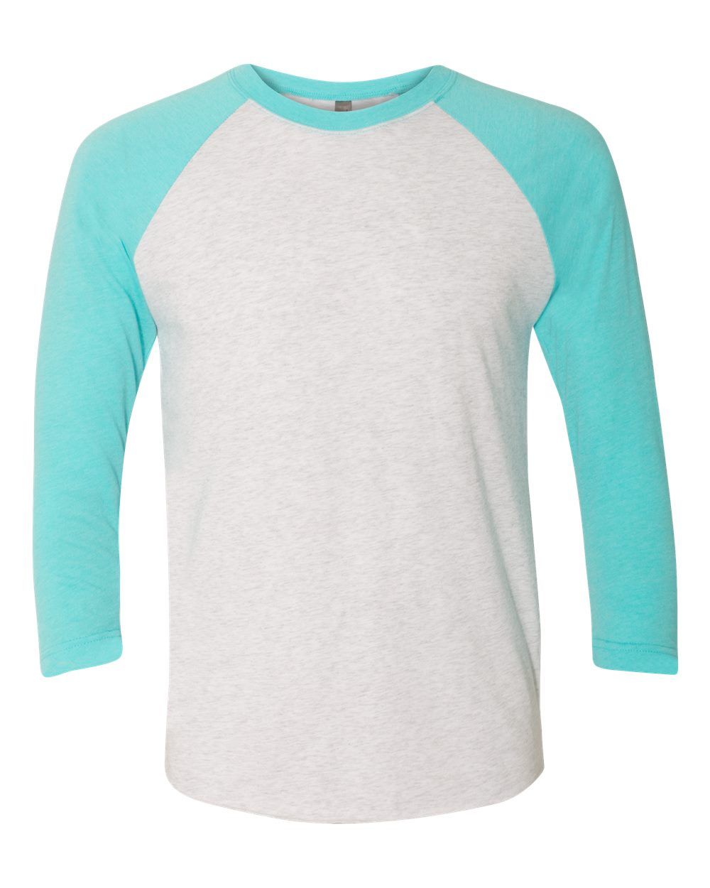 Next Level Unisex Tri Blend Sleeve Raglan Tee in T Blue/ Hthr Wht