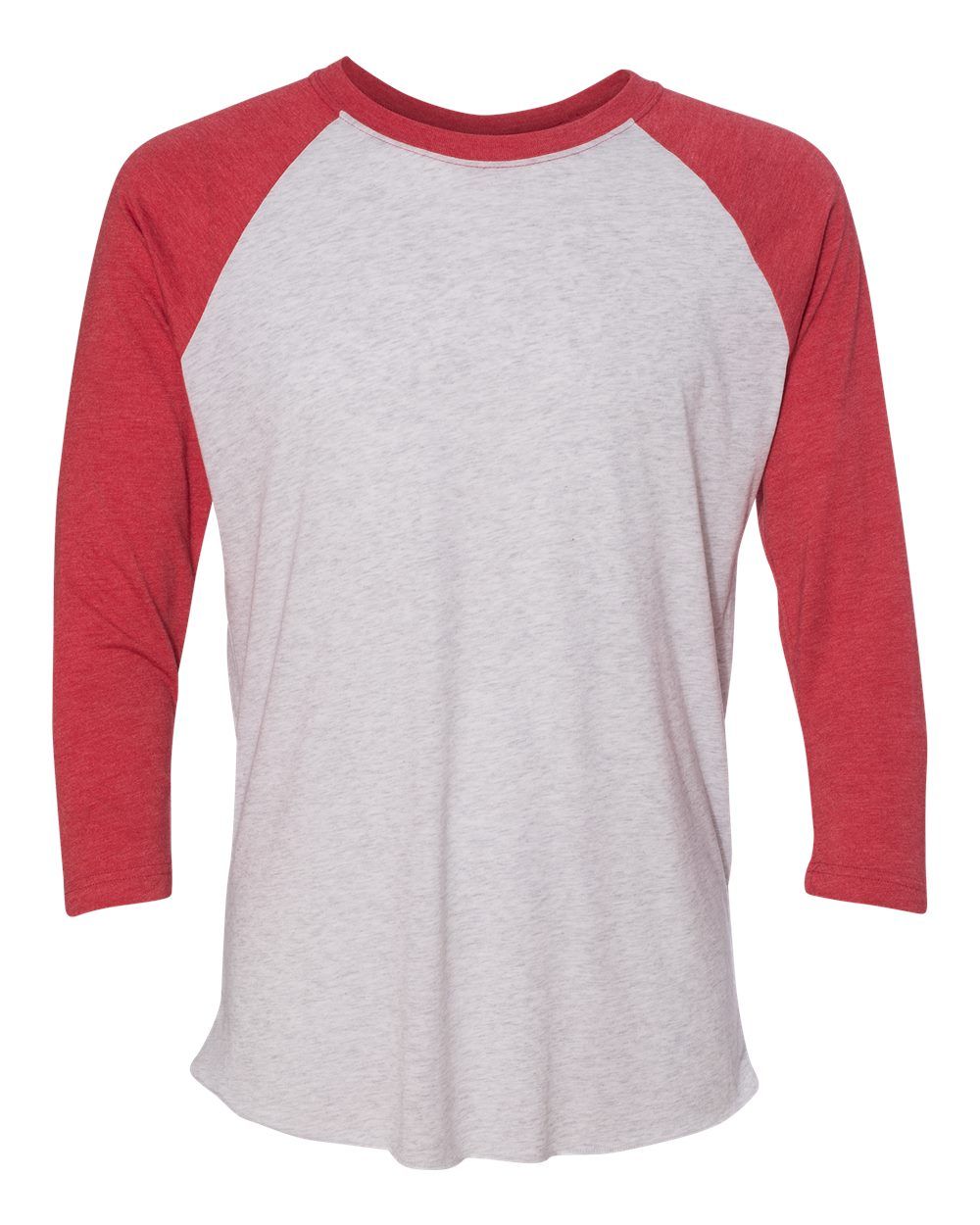 Next Level Unisex Tri Blend Sleeve Raglan Tee in Vin Rd/ Hthr Wht