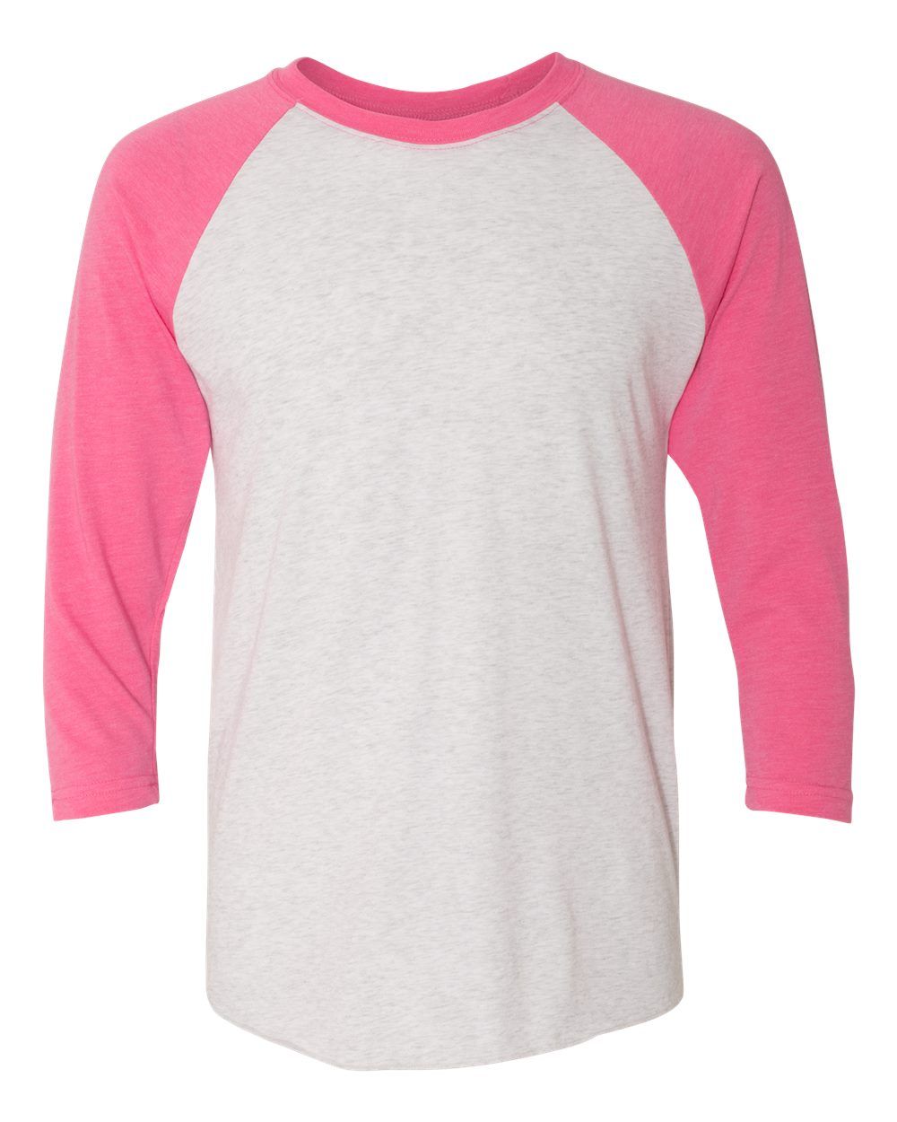 Next Level Unisex Tri Blend Sleeve Raglan Tee in Vt Pink/ Htr Wht