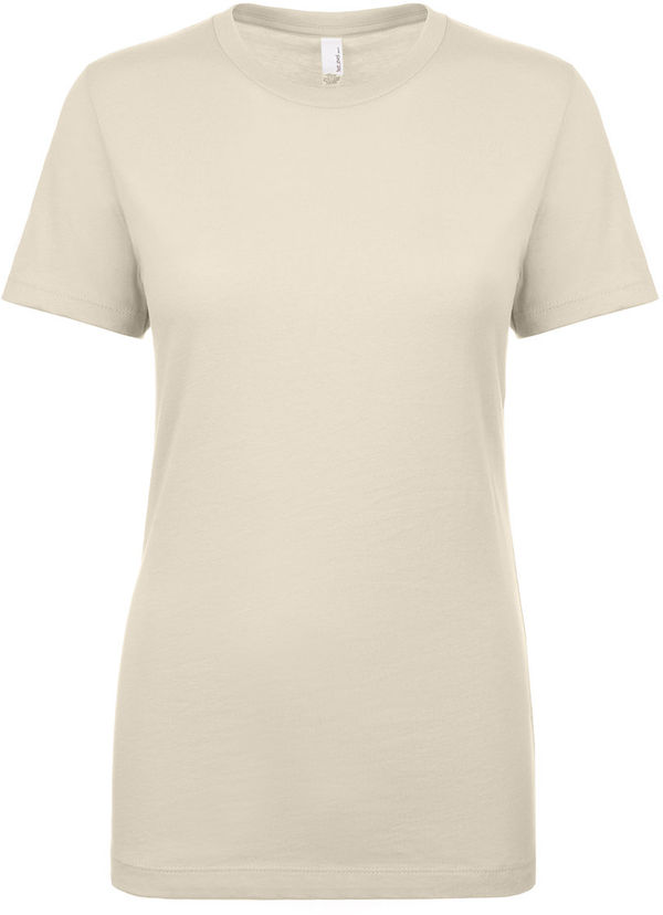 Am image of a Custom Next Level Womens Cotton Short Sleeve Boyfriend Crew in Natural!