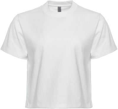 Am image of a Custom Next Level Womens Heavyweight Boxy Shirt in Bone!