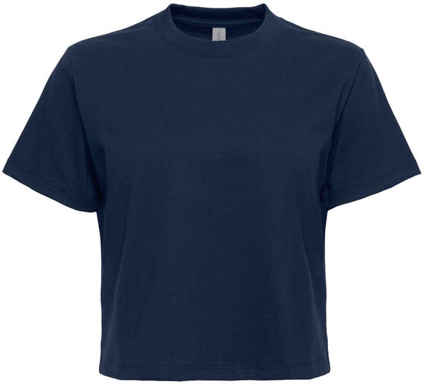 Am image of a Custom Next Level Womens Heavyweight Boxy Shirt in Midnight Navy!