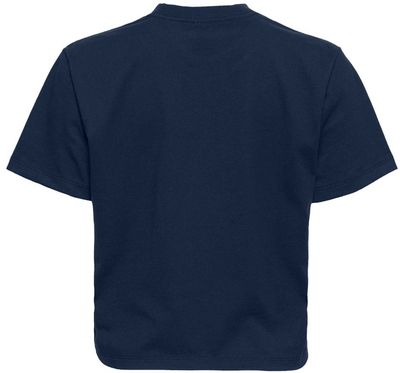 Am image of a Custom Next Level Womens Heavyweight Boxy Shirt in Midnight Navy!