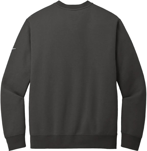 Am image of a Custom Nike Club Fleece Sleeve Swoosh Crew in Anthracite!