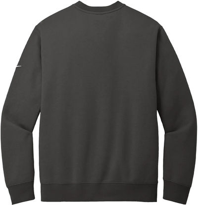 Am image of a Custom Nike Club Fleece Sleeve Swoosh Crew in Anthracite!
