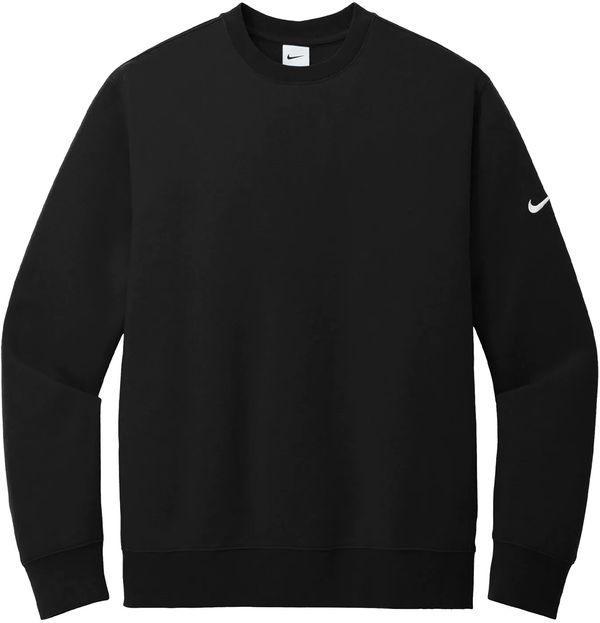 Am image of a Custom Nike Club Fleece Sleeve Swoosh Crew in Black!