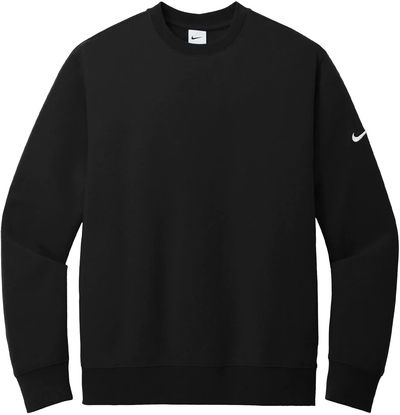 Am image of a Custom Nike Club Fleece Sleeve Swoosh Crew in Black!