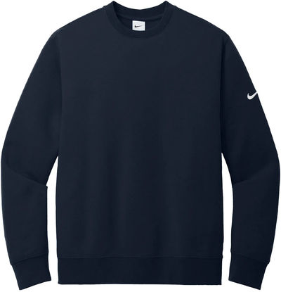 Am image of a Custom Nike Club Fleece Sleeve Swoosh Crew in Midnight Navy!