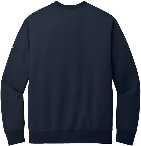Am image of a Custom Nike Club Fleece Sleeve Swoosh Crew in Midnight Navy!