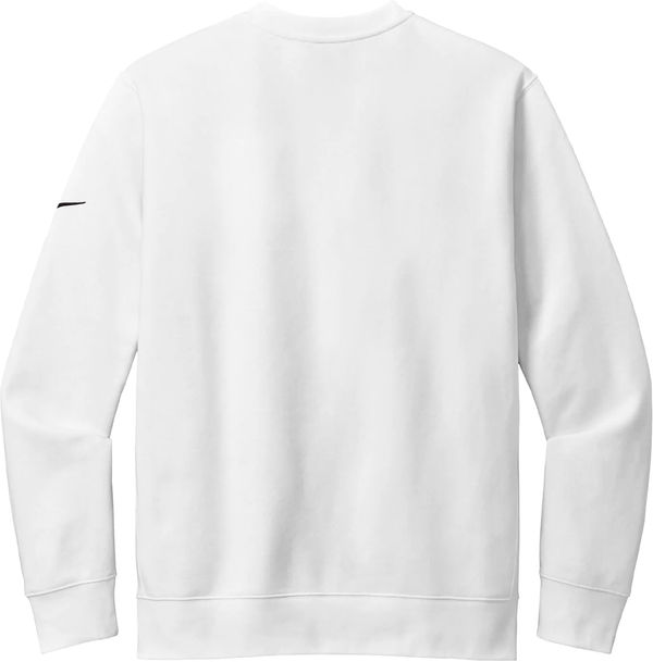 Am image of a Custom Nike Club Fleece Sleeve Swoosh Crew in White!