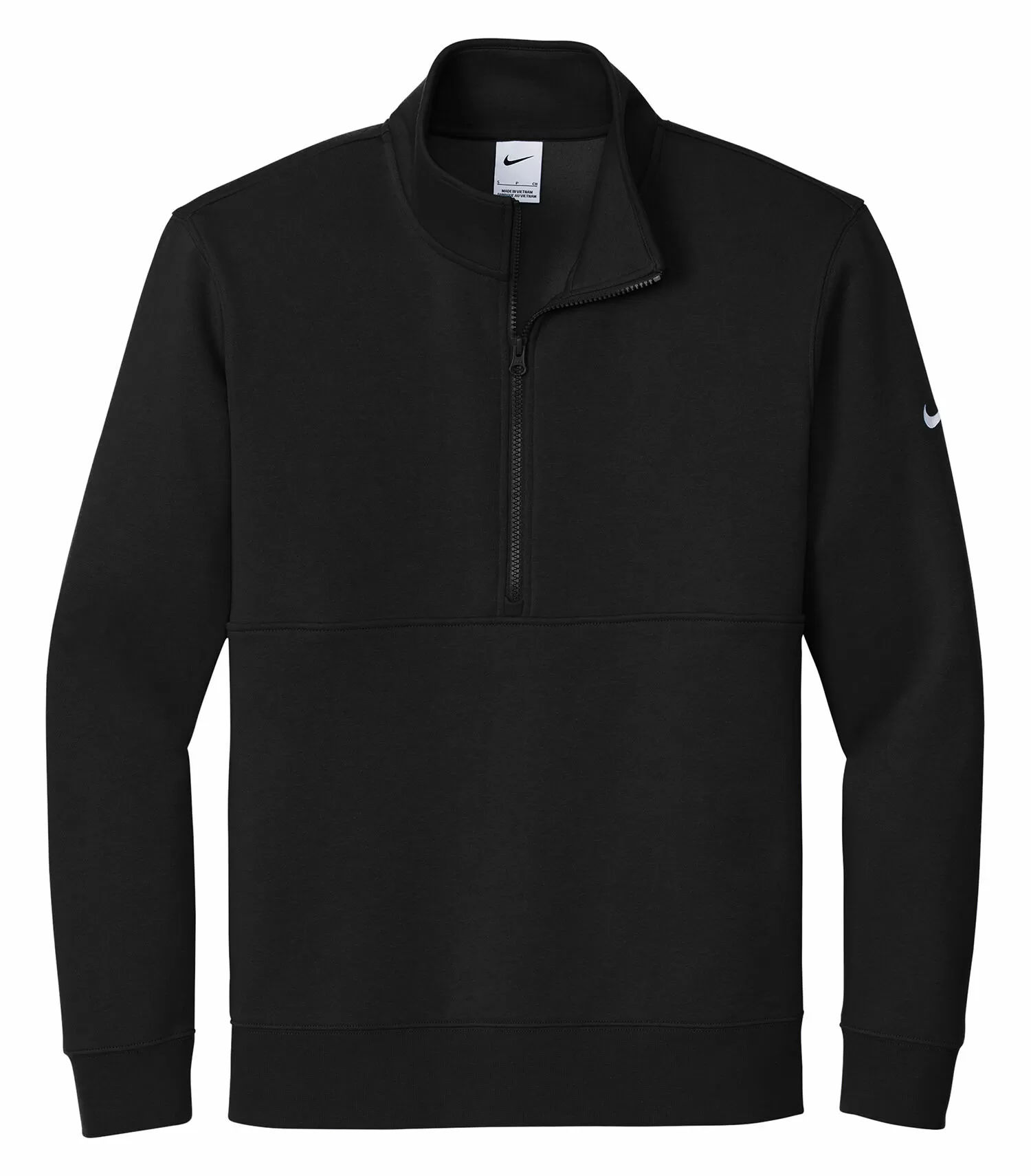 Nike Club Fleece Sleeve Swoosh Half Zip in Black