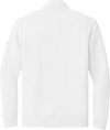 Am image of a Custom Nike Club Fleece Sleeve Swoosh Half Zip in White!