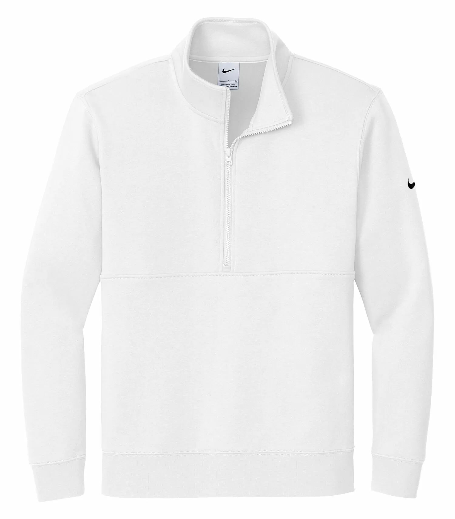 Nike Club Fleece Sleeve Swoosh Half Zip in White