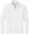 Am image of a Custom Nike Club Fleece Sleeve Swoosh Half Zip in White!