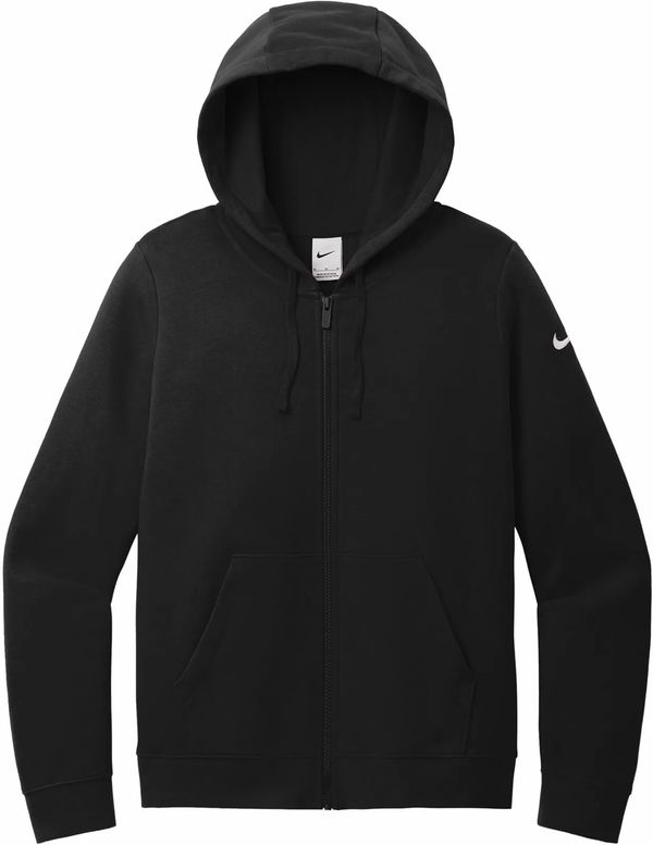 Am image of a Custom Nike Club Fleece Sleeve Swoosh Ladies Full Zip in Black!