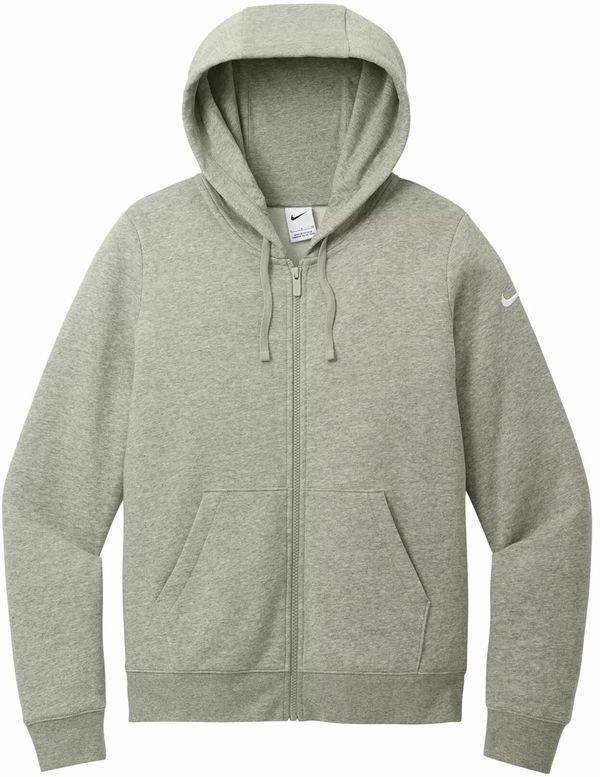 Am image of a Custom Nike Club Fleece Sleeve Swoosh Ladies Full Zip in Dark Grey Heather!