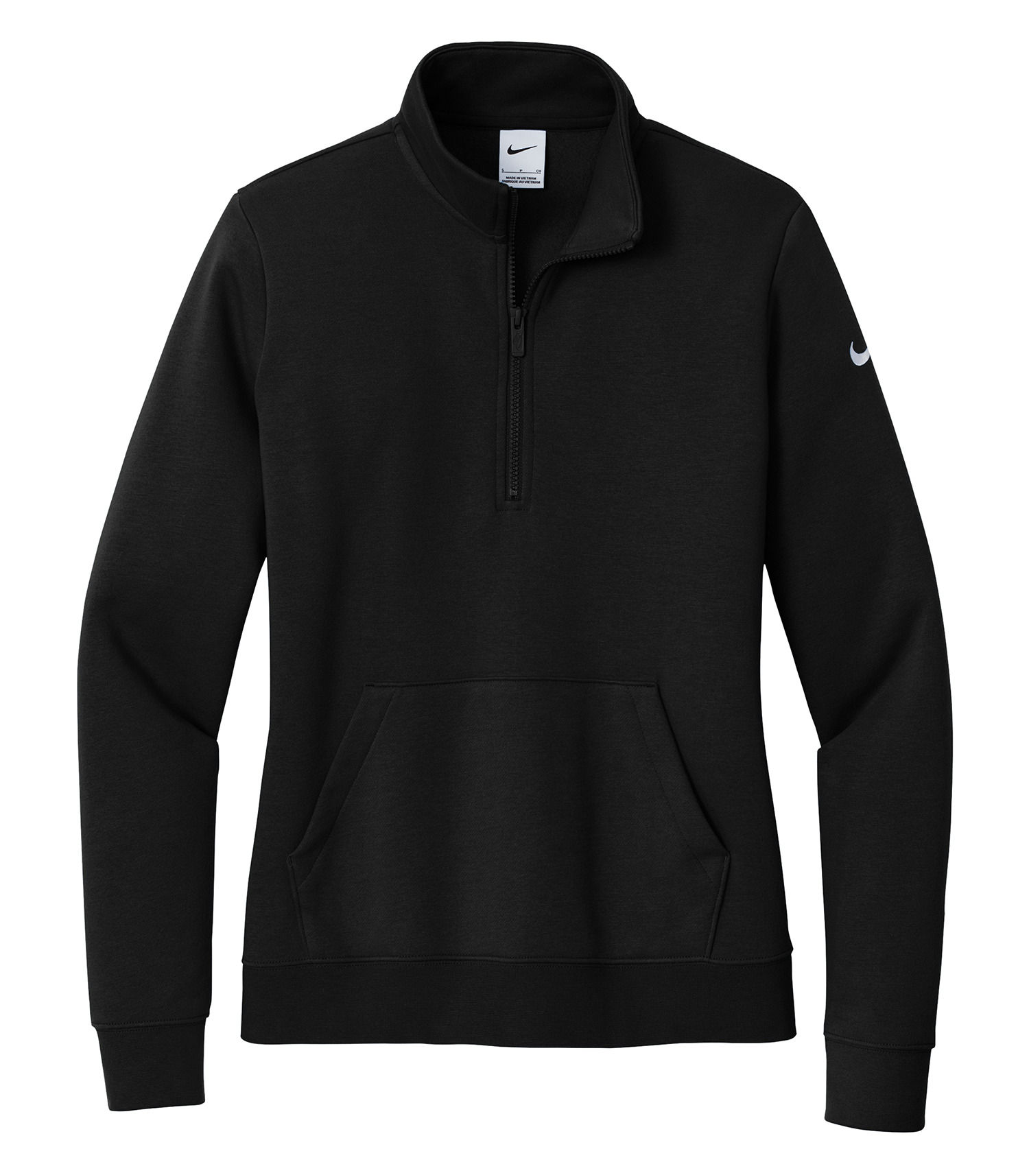 Nike Club Fleece Sleeve Swoosh Ladies Half Zip in Black