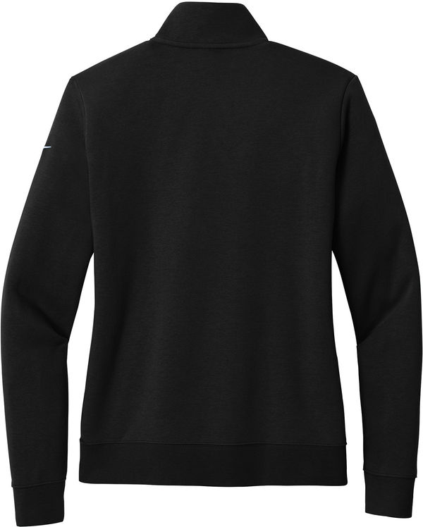 Am image of a Custom Nike Club Fleece Sleeve Swoosh Ladies Half Zip in Black!