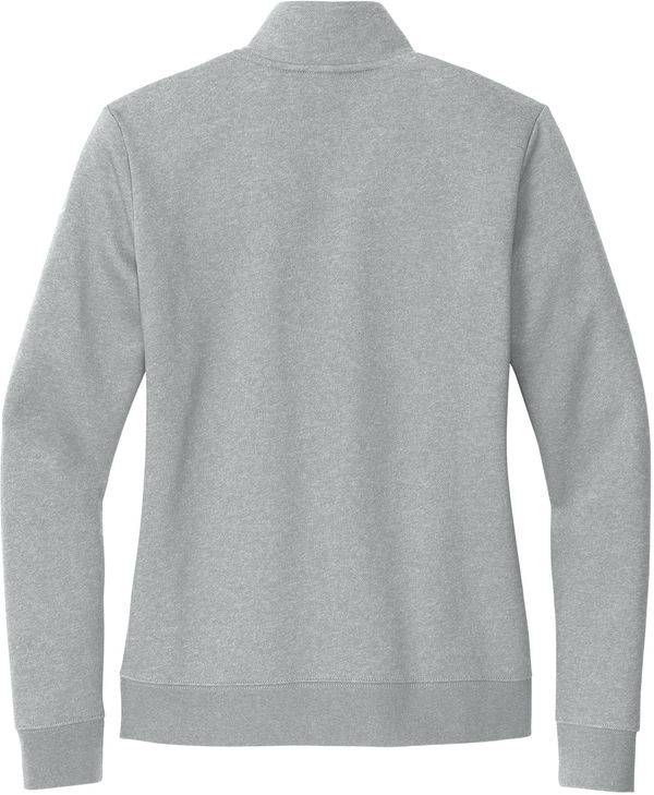 Am image of a Custom Nike Club Fleece Sleeve Swoosh Ladies Half Zip in Dark Grey Heather!