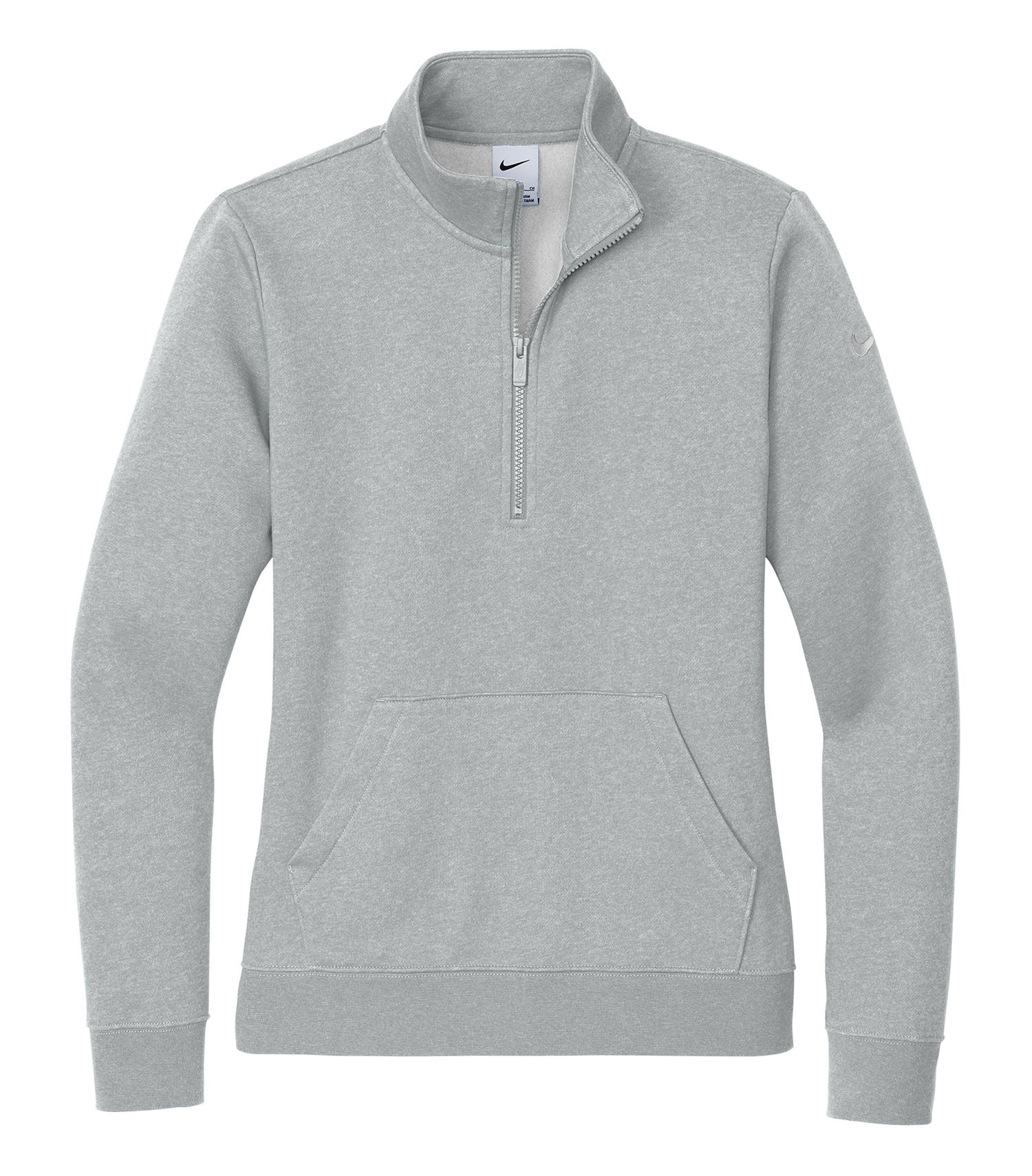 Nike Club Fleece Sleeve Swoosh Ladies Half Zip in Dark Grey Heather