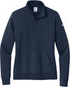 Am image of a Custom Nike Club Fleece Sleeve Swoosh Ladies Half Zip in Midnight Navy!