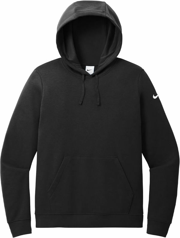 Am image of a Custom Nike Club Fleece Sleeve Swoosh Ladies Hoodie in Black!