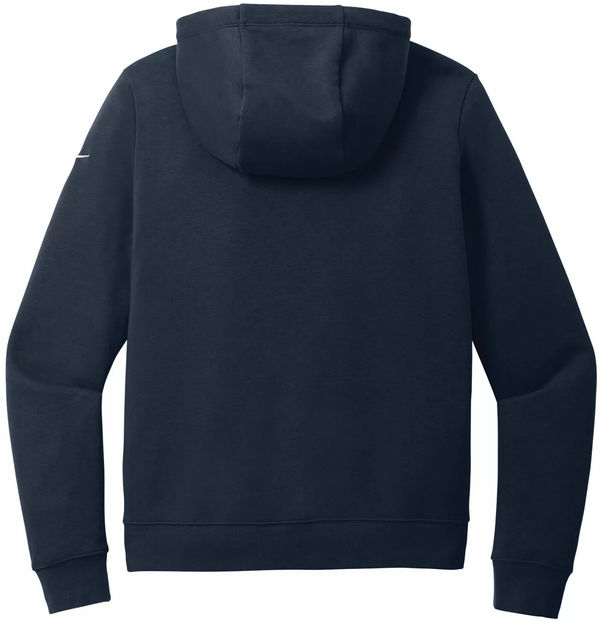Am image of a Custom Nike Club Fleece Sleeve Swoosh Ladies Hoodie in Midnight Navy!