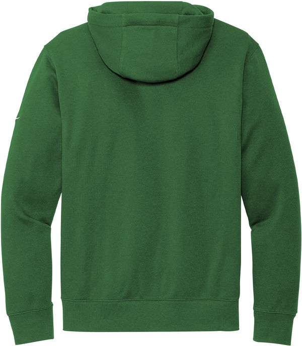 Am image of a Custom Nike Club Fleece Sleeve Swoosh Pullover Hoodie in Gorge green!