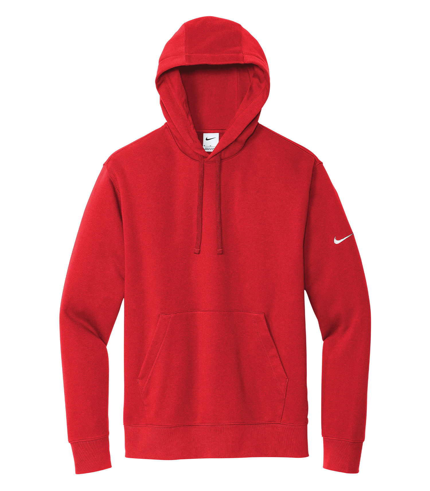 Nike Club Fleece Sleeve Swoosh Pullover Hoodie in University Red