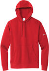 Am image of a Custom Nike Club Fleece Sleeve Swoosh Pullover Hoodie in University Red!