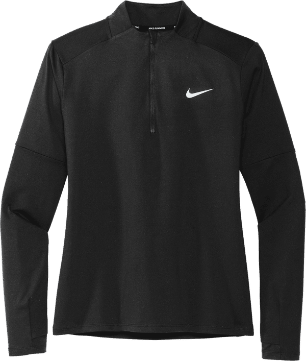 An image of a Custom Nike Dri Fit Element Half Zip Ladies Top in Black!