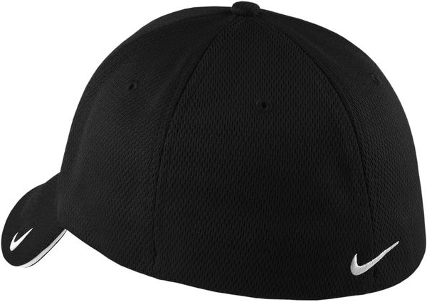 An image of a Custom Nike Dri Fit Mesh Swoosh Flex Sandwich Cap in Black!