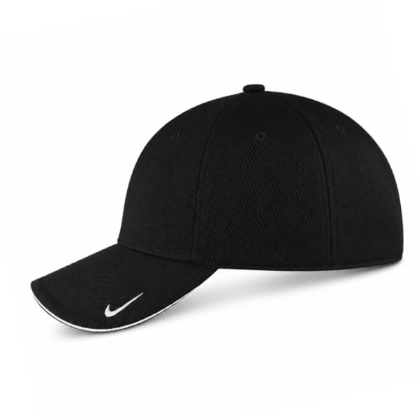 An image of a Custom Nike Dri Fit Mesh Swoosh Flex Sandwich Cap in Black!