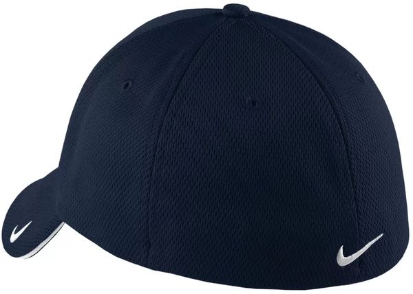An image of a Custom Nike Dri Fit Mesh Swoosh Flex Sandwich Cap in Navy!