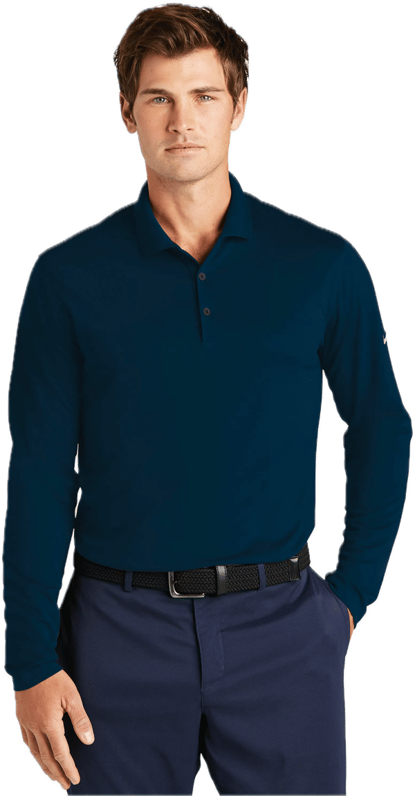 An image of a Custom Nike Dri Fit Micro Pique Long Sleeve Polo!