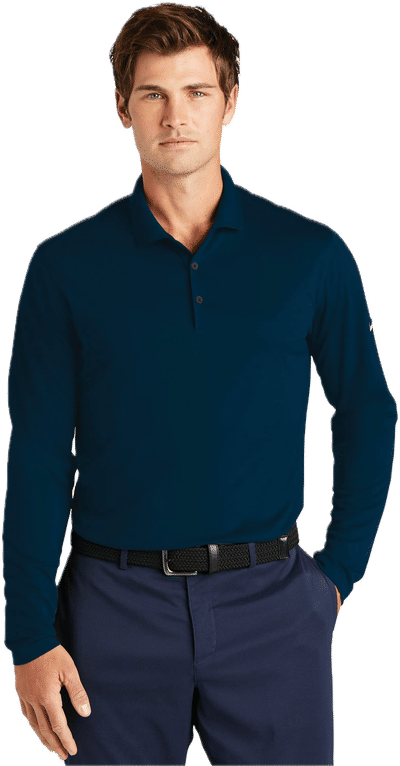 Custom Nike Dri Fit Micro Pique Long Sleeve Polo Coastal Reign