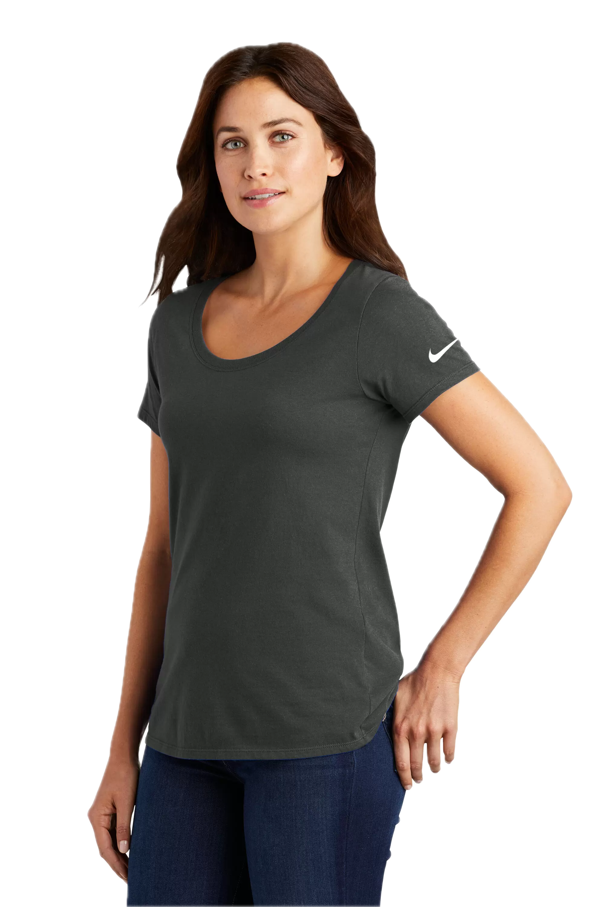 Nike Ladies Dri FIT Cotton Poly Scoop Neck Tee