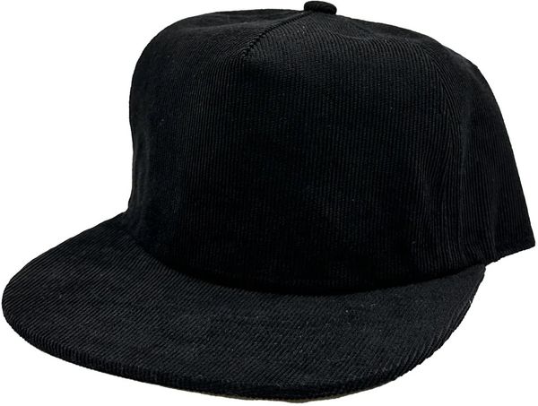 Am image of a Custom Nissi 5 Panel Flat Bill Corduroy Cap in Black!