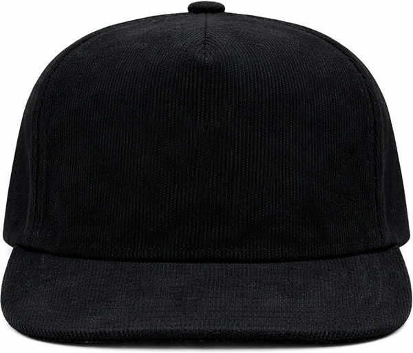 An image of a Custom Nissi 5 Panel Flat Bill Corduroy Cap in Black!