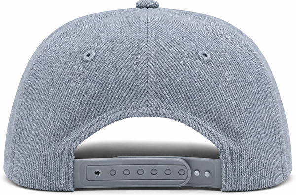 An image of a Custom Nissi 5 Panel Flat Bill Corduroy Cap in Blue!