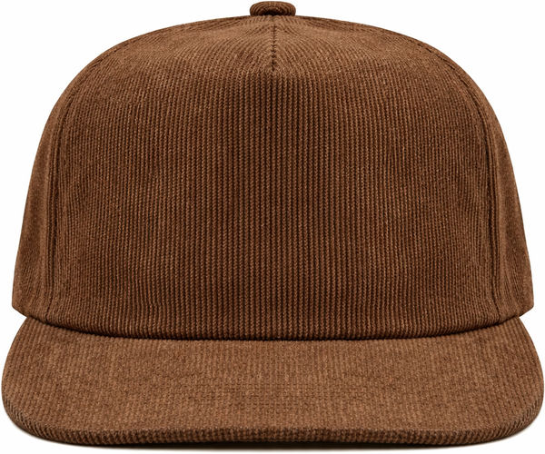 An image of a Custom Nissi 5 Panel Flat Bill Corduroy Cap in Brown!