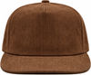 An image of a Custom Nissi 5 Panel Flat Bill Corduroy Cap in Brown!